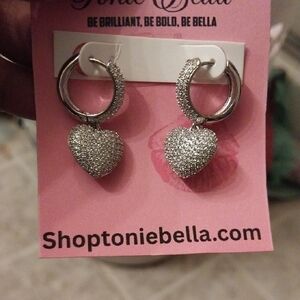 Silver Heart Hoop Earrings